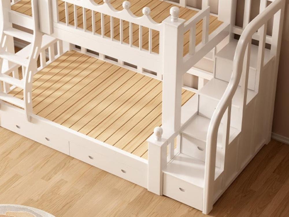 سرير أطفال بطابقين خشب صلب – تصميم أبيض من قطعتين سرير أطفال بطابقين خشب صلب – تصميم أبيض من قطعتين