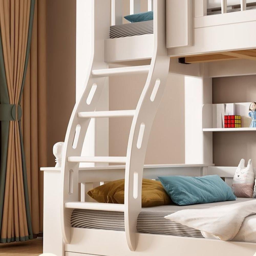 سرير أطفال بطابقين خشب صلب – تصميم أبيض من قطعتين سرير أطفال بطابقين خشب صلب – تصميم أبيض من قطعتين