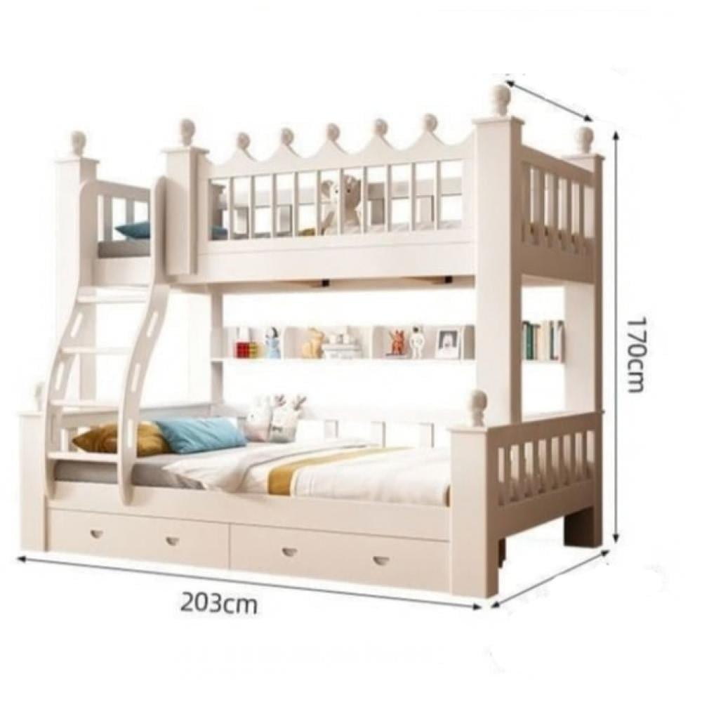 سرير أطفال بطابقين خشب صلب – تصميم أبيض من قطعتين سرير أطفال بطابقين خشب صلب – تصميم أبيض من قطعتين