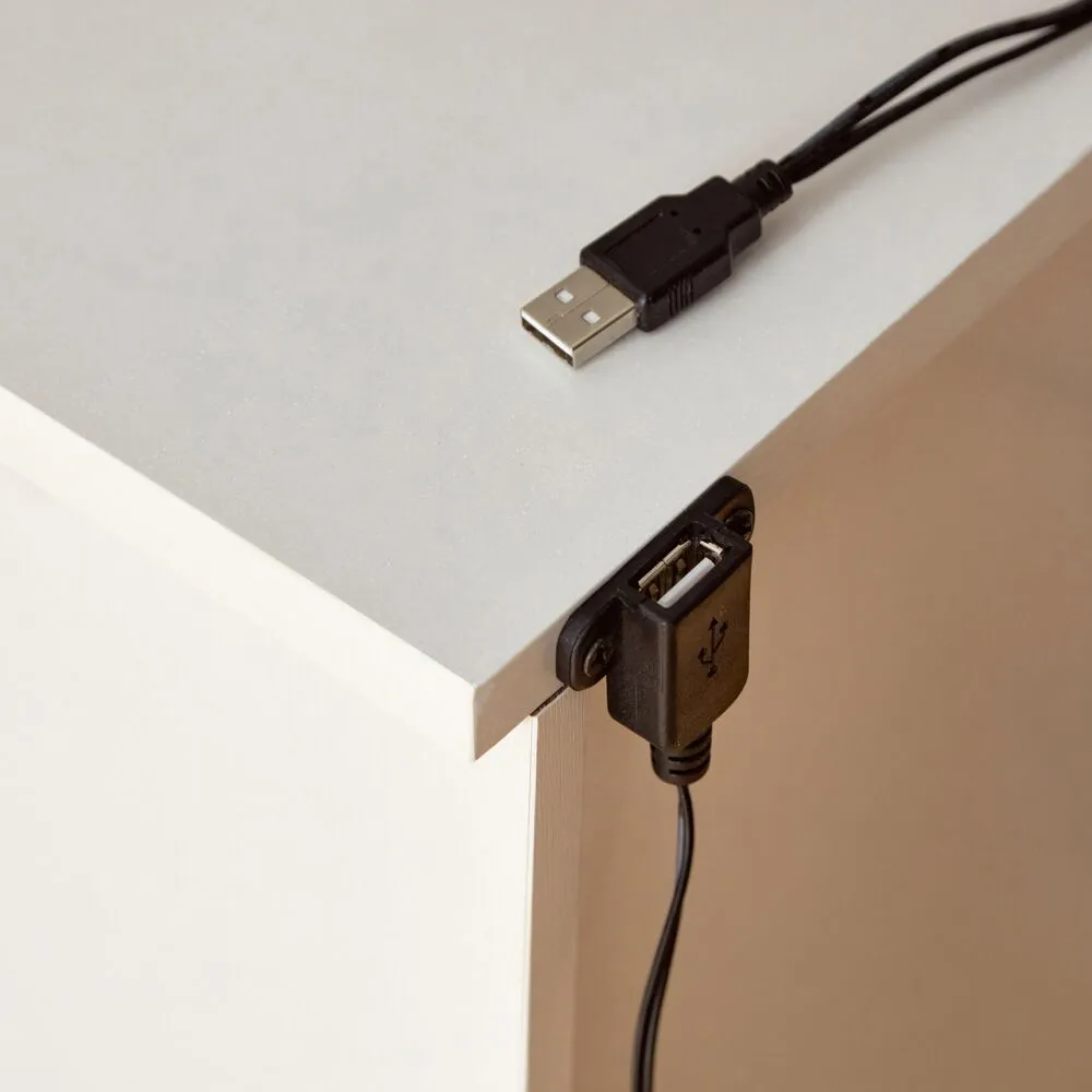 كومودينو بدرجين ومنفذ USB — أبيض — صورة 4